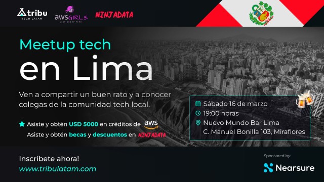 "Meetup tech en Lima" <br />
"Tech Meetup in Lima"